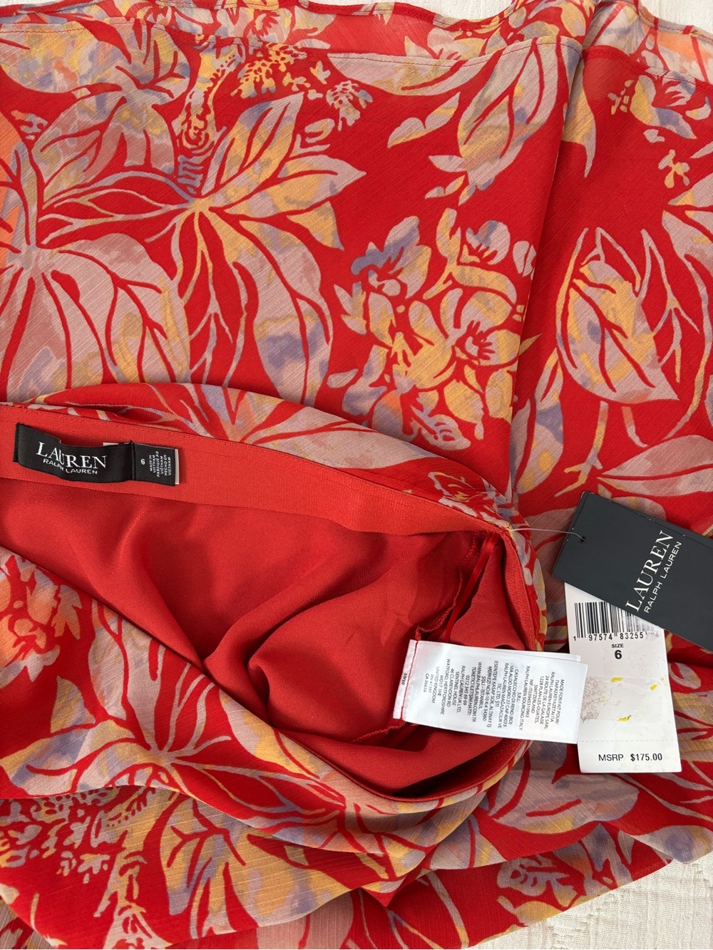 Ralph Lauren Women's Floral Crinkle Georgette Midi Skirt Sz 6 NWT - - Picture 10 of 13